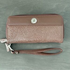 Stone Mountain Brown Embossed Women's Wallet Real Leather